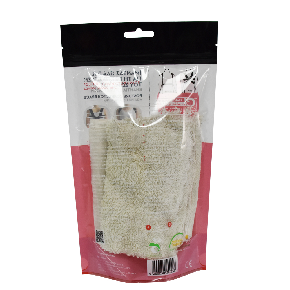 Corn Starch Biodegradable Waistband Resealable Clear Window Printed Clothing Doypack With Hanging Hole Zipper Bag