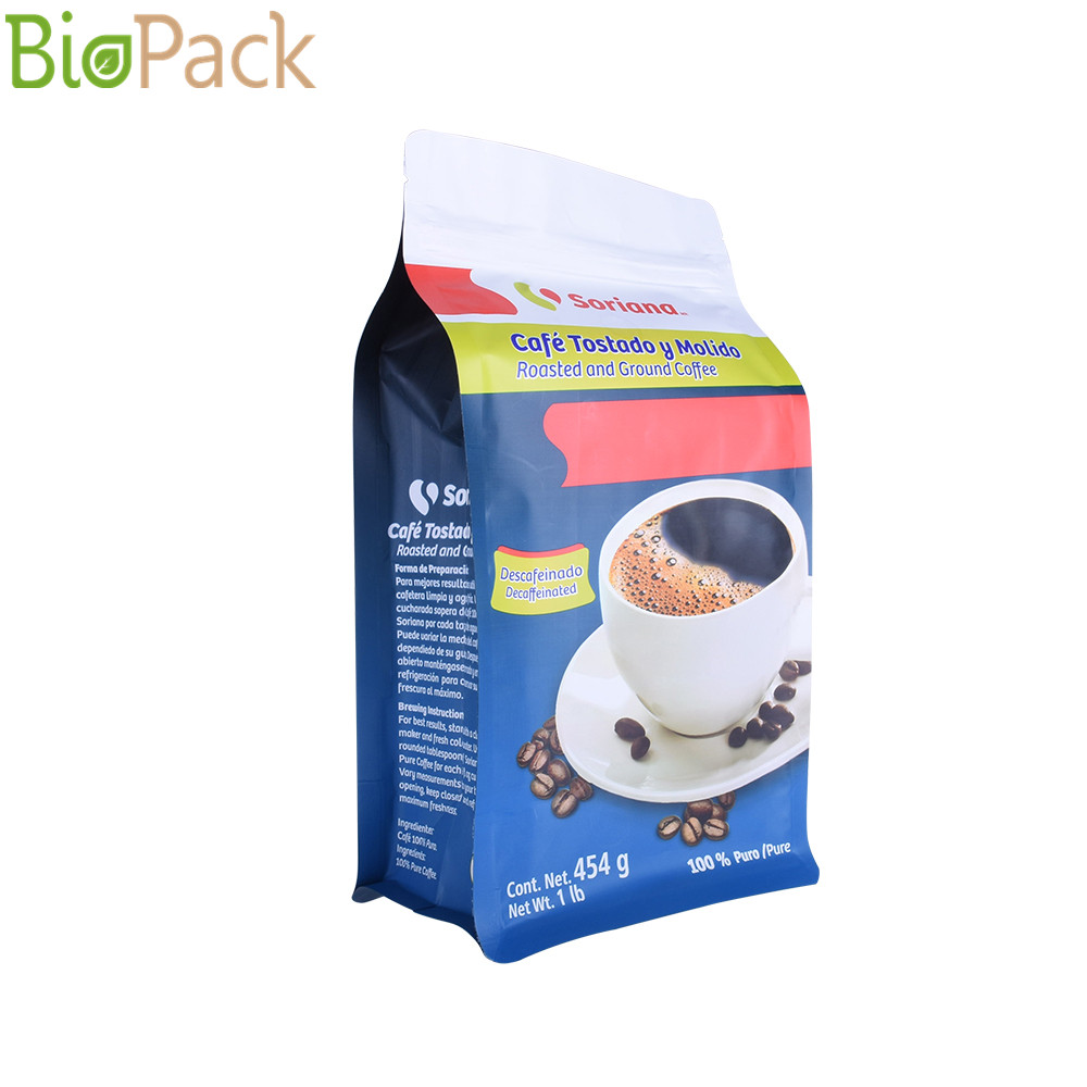 Flat Bottom Coffee Pouch with Zipper and Valve