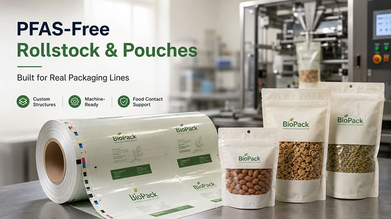 PFAS-free flexible packaging for snacks and dry food PFAS-free flexible packaging for snacks and dry food