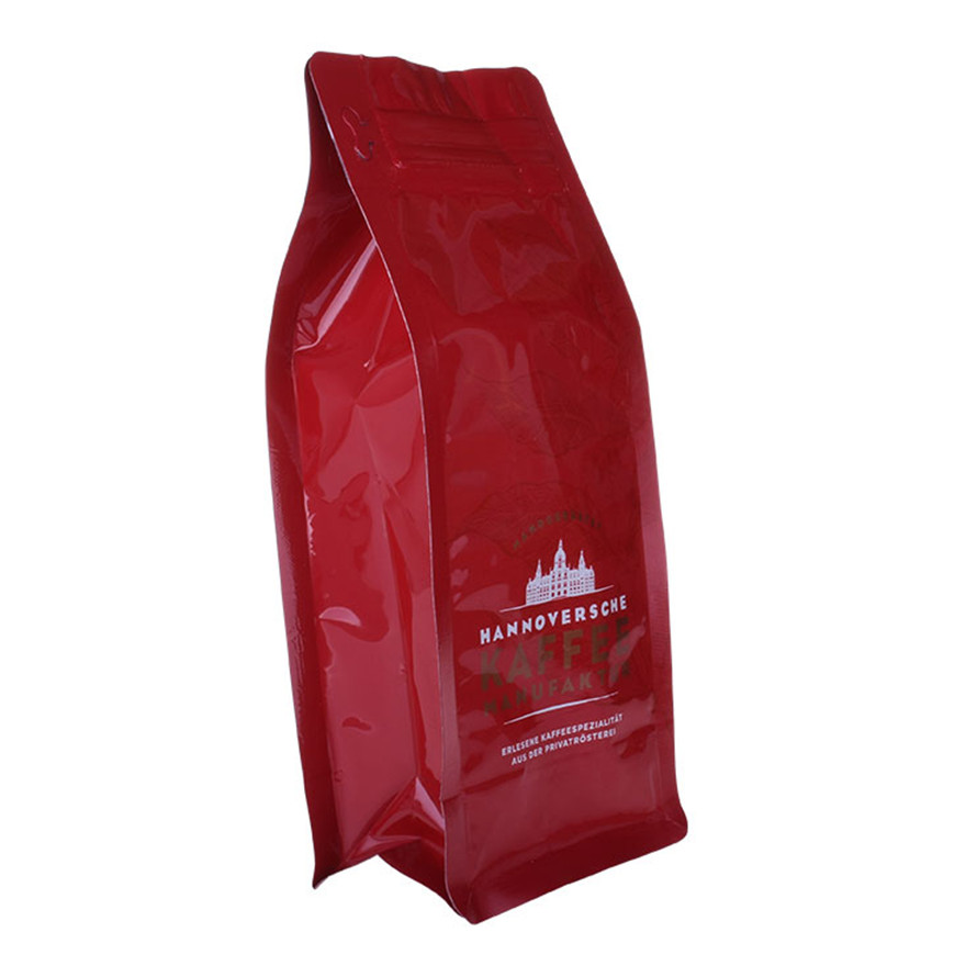 Plastic Food Grade Packaging Glossy Coffee Flat Bottom Pouch With Front Zipper Custom Printed Flexible Bag Supplier