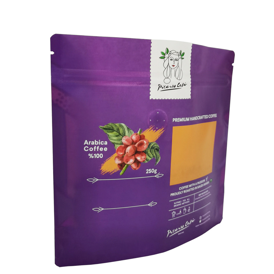 Kraft Paper Plastic Coffee Food Bag Custom Shape Bean Coffee Moistureproof Flexible Printing Bag With Valve