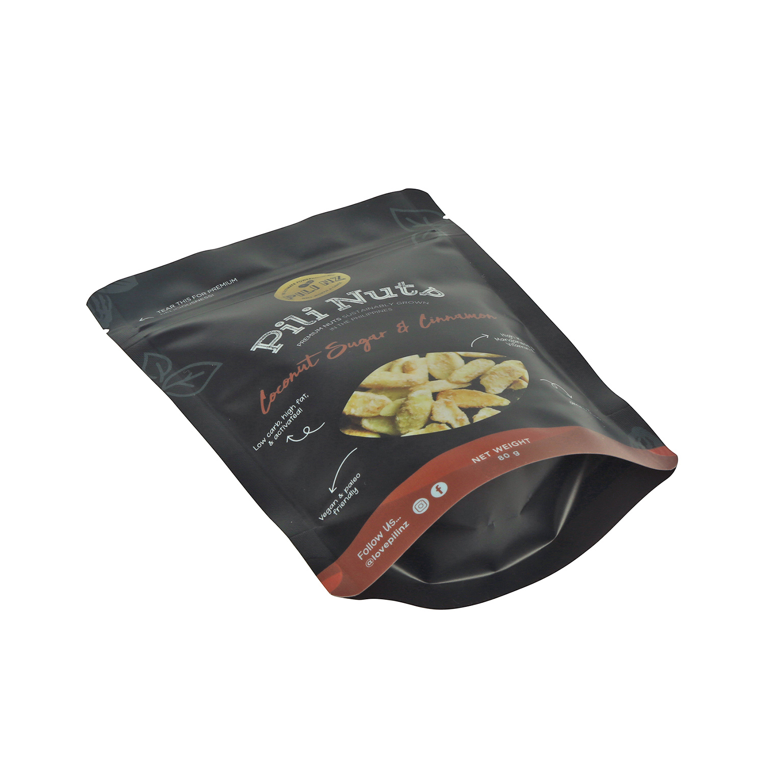 Recyclable Plastic Snack Cookies Packaging Custom Printed Stand Up Pouch Window Display Matte Flexible Bag