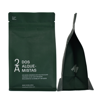 Biodegradable Food Grade Paper Packaging Loose Tea Resealable Zipper Bag Custom Stamping Flexible Pouch