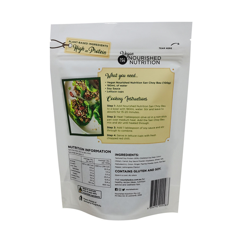 New Style Kraft Paper Resealable Bio Degradable Bag with UV Spot
