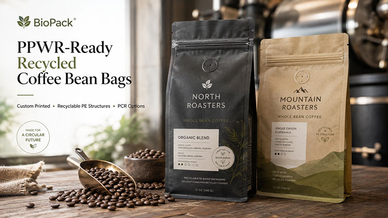 PPWR-ready recycled coffee bean bags PPWR-ready recycled coffee bean bags