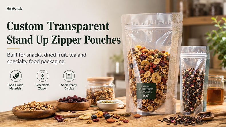 custom clear stand up pouches custom clear stand up pouches