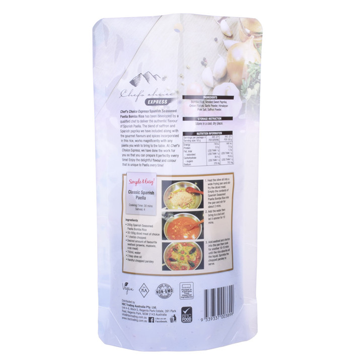 Food Grade Standard Top Zip Paper Spice Packaging