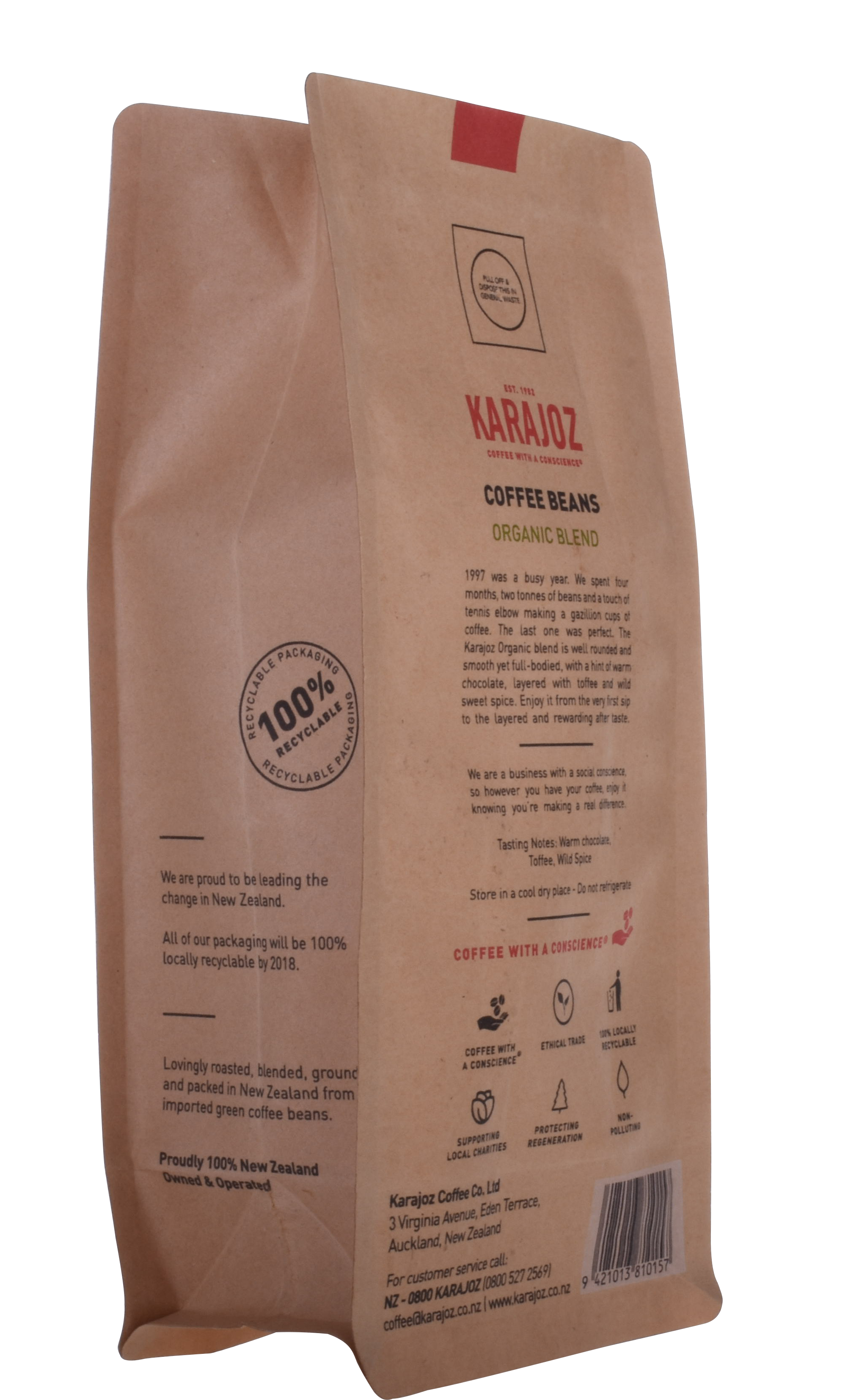 100% Biodegradable Printed Kraft Paper Coffee Packaging Bag