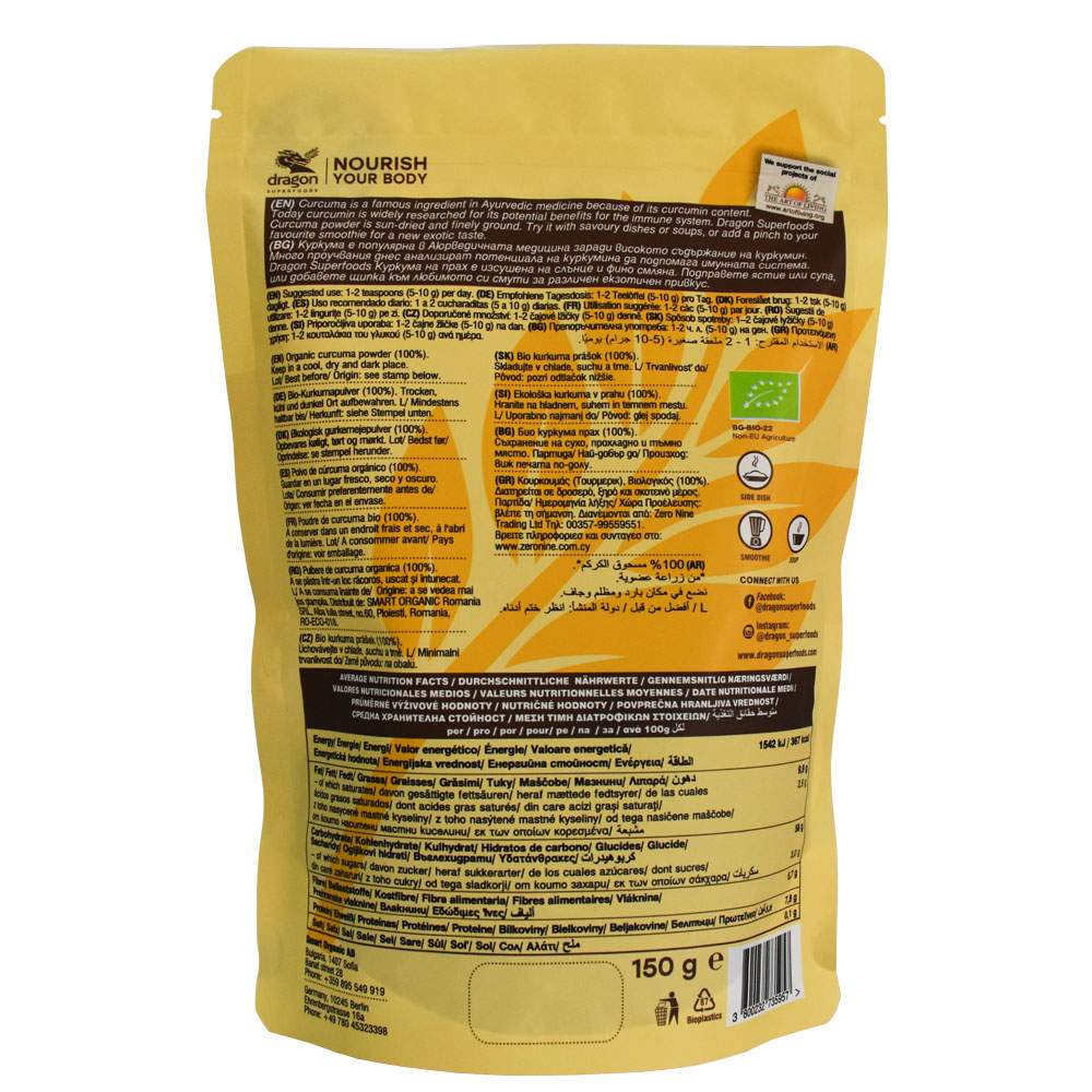 Biodegradable Food Grade Compostable Stand Up Turmeric Pouch with Resealable Zip Lock