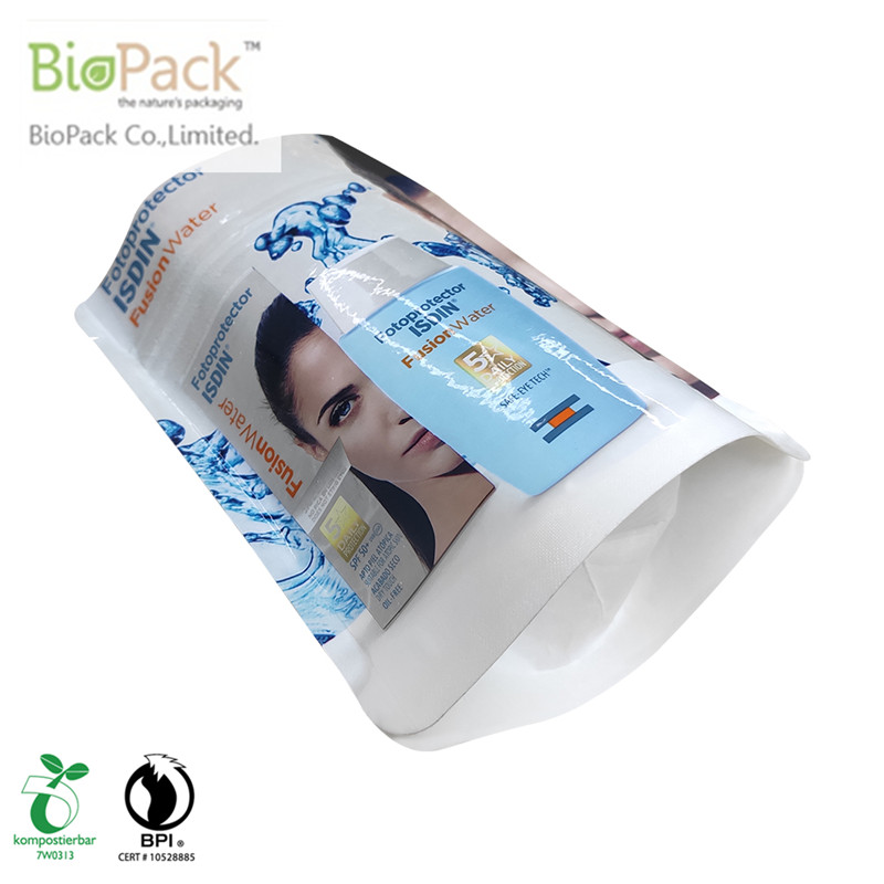 Green recyclable plant base plastic bottom gusset pouch with printing From China