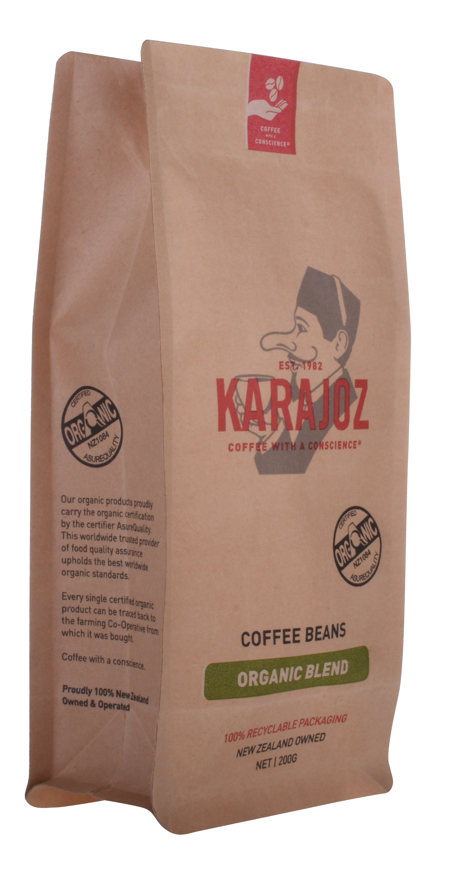 100% Biodegradable Printed Kraft Paper Coffee Packaging Bag