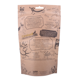 Biodegradable Pet Food Packaging 100% Home Compostable Kraft Paper Bag with Window for Dog Treats