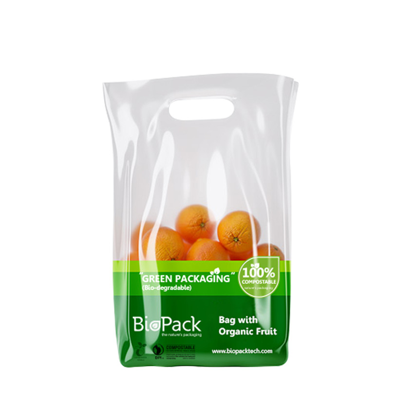 Custom Shaped Printed PLA Clear Compostable Leafy Greens Lettuce Bags