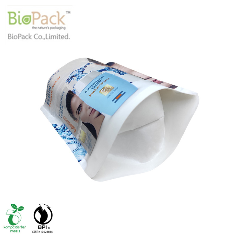 Green recyclable plant base plastic bottom gusset pouch with printing From China