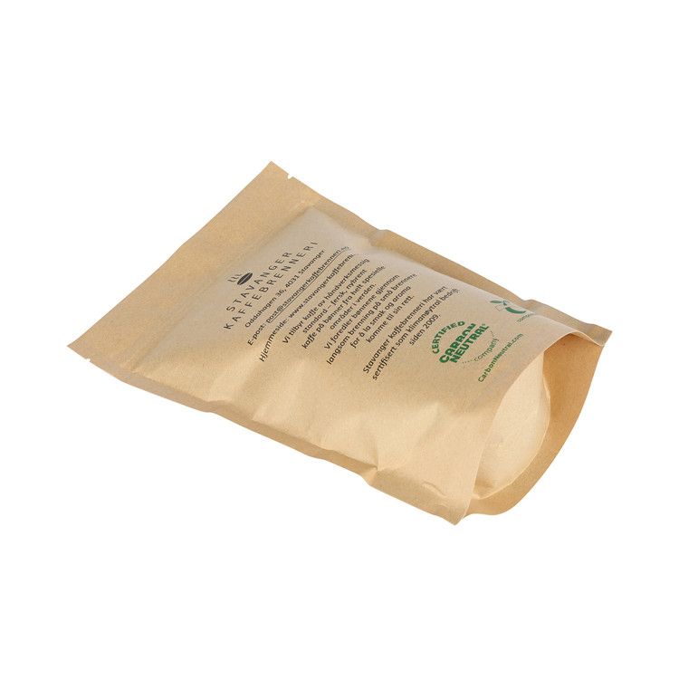 Eco-friendly Biodegradable PLA Kraft Paper Resealable Ziplock Food Storage Doypack