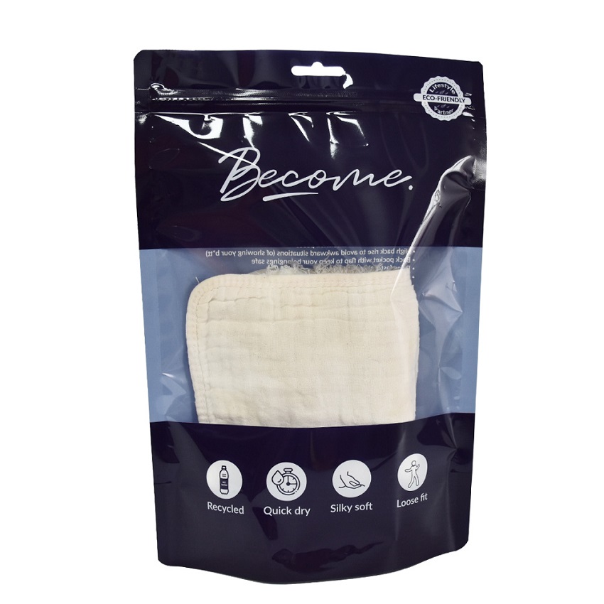 Airtight Aseptic Vacuum Sealed Standing Up Compostable Ziplock Bags for Cleansing Pads