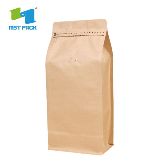 Eco Craft Paper Zipper Flat Bottom Pouch Cornstarch Bio Degradable Drip Coffee Plastic Bag