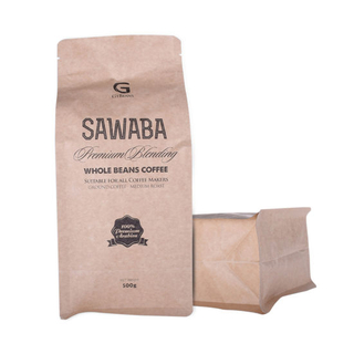 Eco PLA Plastic Compostable Food Packaging Biodegradable Kraft Paper Coffee Bag with Zipper