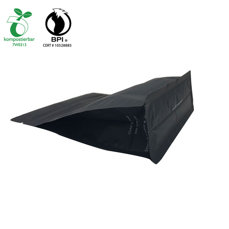 Custom bedruckte Matt Black Coffee Packaging -Tasche in 100% Maisstärke aus China