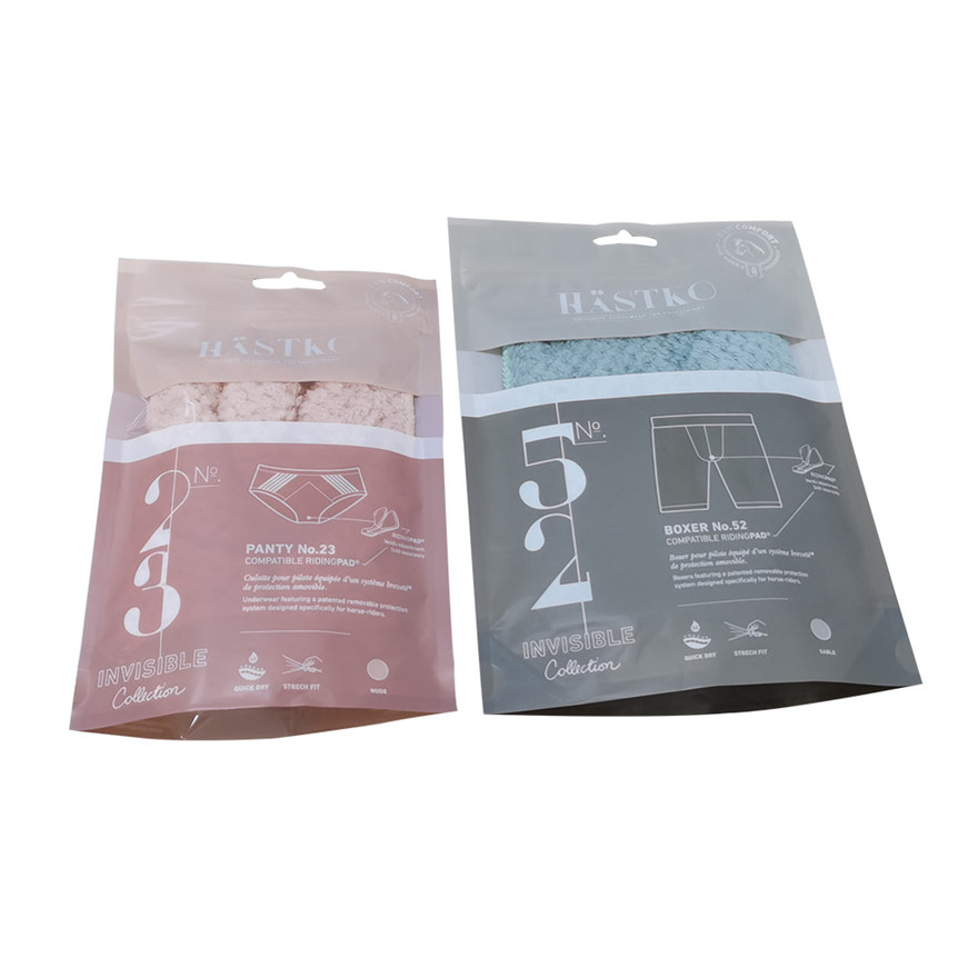 Food Grade Biodegradable Fiber Clothing Packaging With Clear Window View Stand Up Pouch Custom Flexible Bag