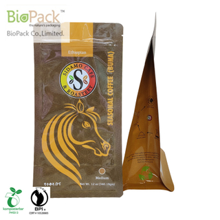 Traditional coffee bag with colour printing one way valve zipper in natural evolution plant base plastic from China