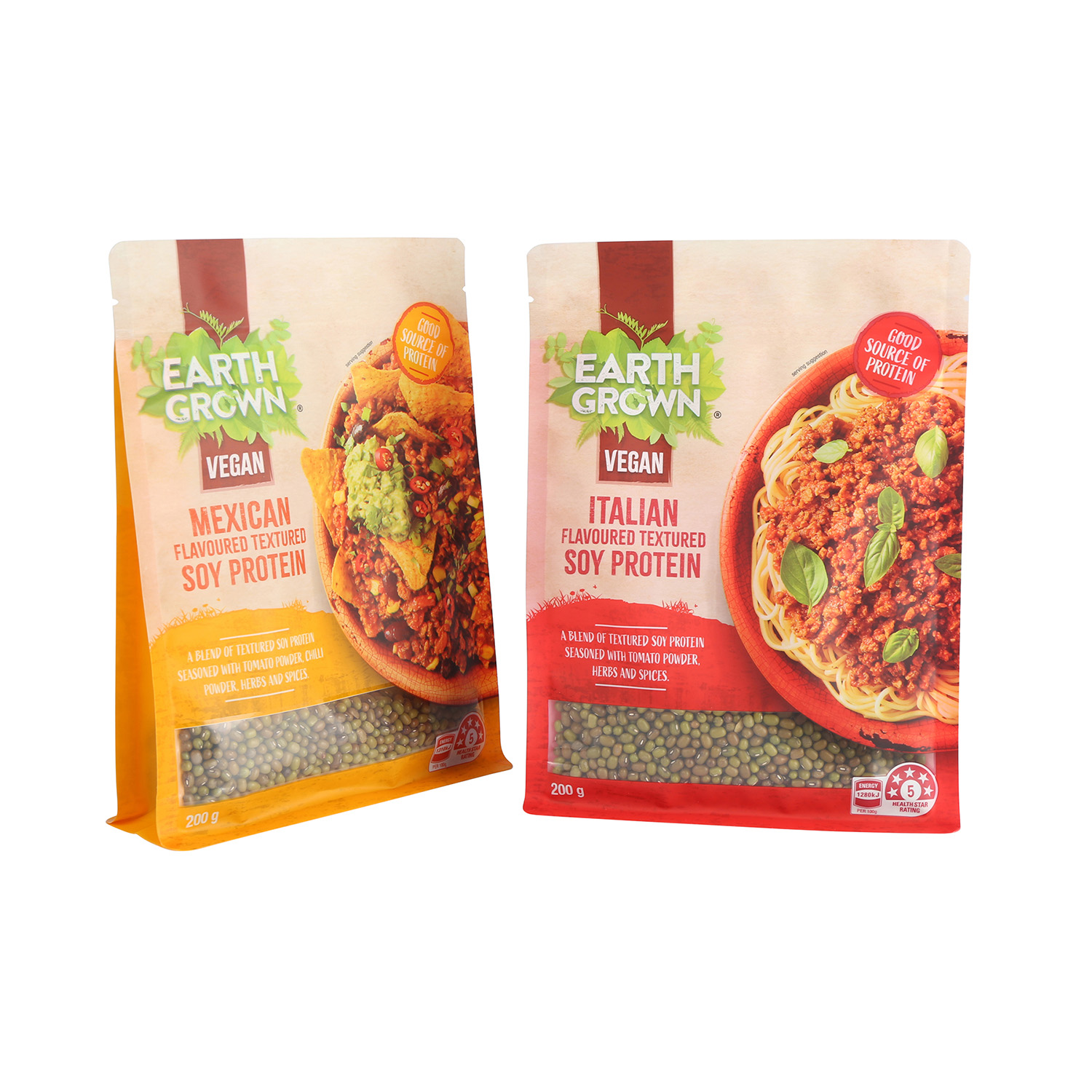 Eco Friendly Recyclable Beans Food Grade Flat Bottom Pouch With Resealable Zipper Packaging