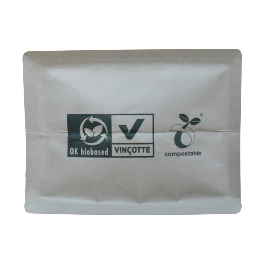 Grey Biodegradable Paper Bags Flat Bottom With Valve Zipper Bag Coffee Bag Pouches Flexible Packaging