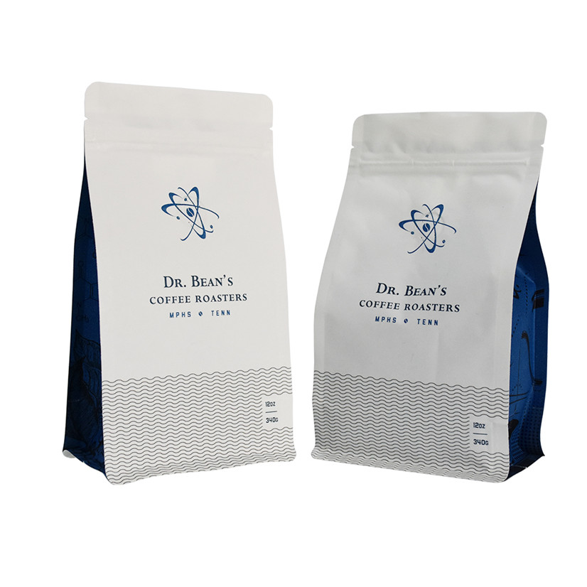 12oz 평평한 바닥 가방 커피 포장을위한 다채로운 파우치