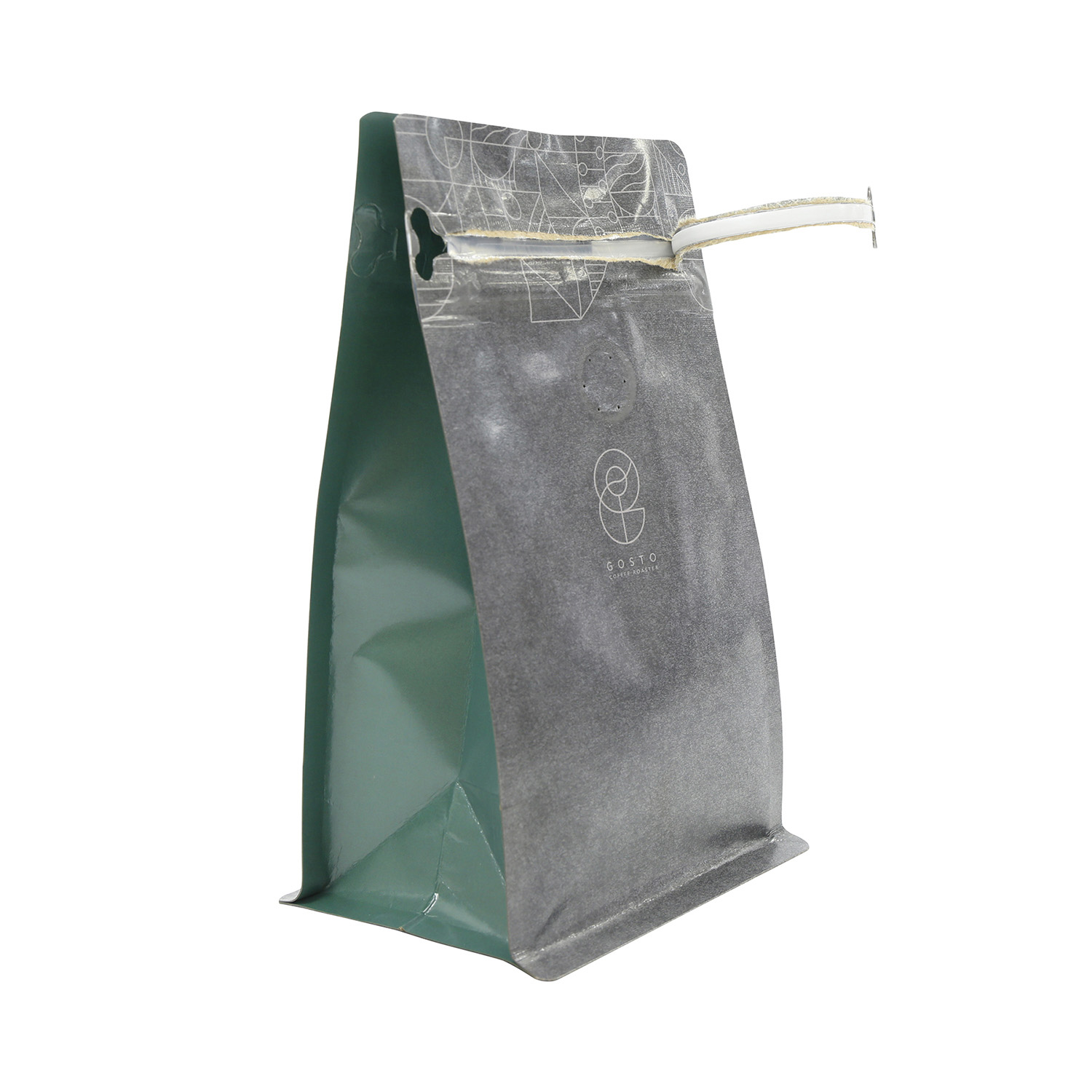 Customized Printing Food Packaging Flat Bottom Kraft Paper Coffee Bag With Valve And Pocket Zipper