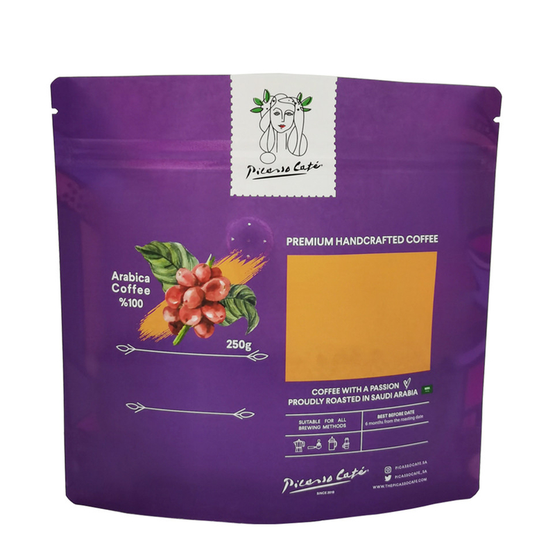 Compostable Valve Zipper 250g Best Stand Up Packaging Coffee Bags