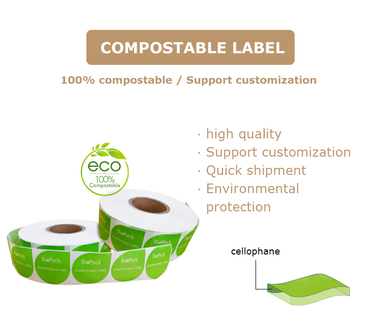 Customized Printing 100% Biodegradable Packaging Corn Starch Label for Compostable Bag 