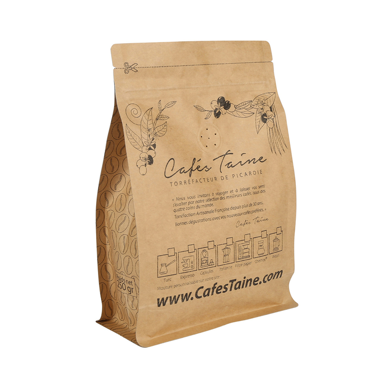 Excellent Quality Kraft Paper Poly Ziplock Coffee Bags Packaging 