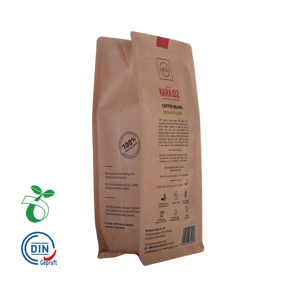 Food Grade Customized Food Ziplock Renewable Flat Bottom Gusset Bag