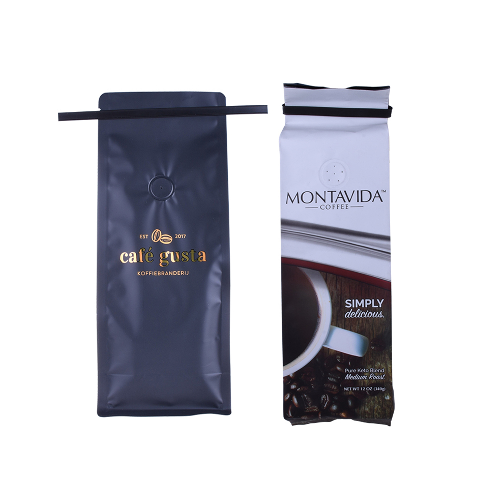 Custom 12OZ Biodegradable Metailized Coffee Packaging Bag with Tin Tie