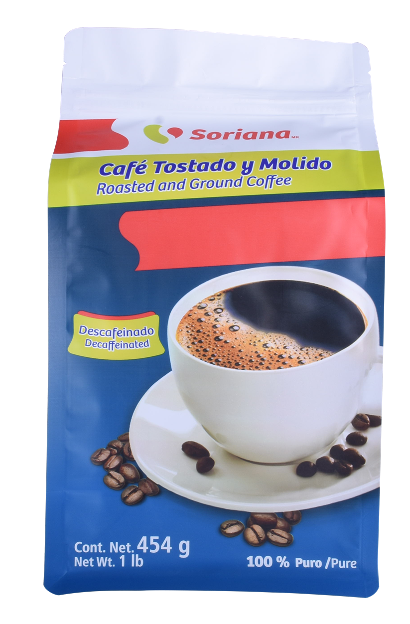 China Supplier Resealable Box Bottom Custom Coffee Zipper Bag with One-way Gassing Valve