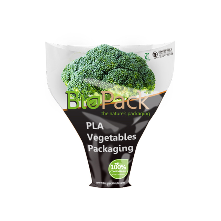 Heat Sealed Barrier Printed Clear PLA Compostable Leafy Greens Bags
