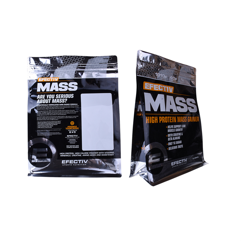 Resealable Ziplock Barrier Shiny Processing Work Out Whey Powder Flat Bottom Packaging Bags