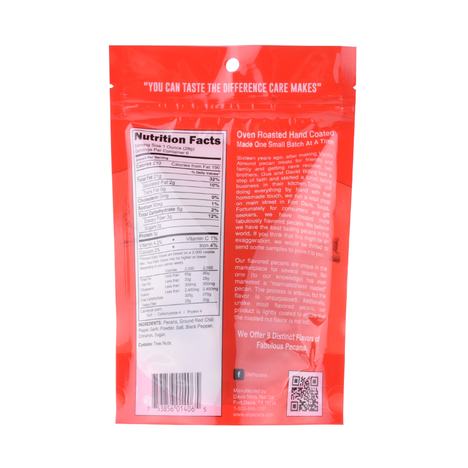 Reusable Full Gloss Finish Dried Fruit Packaging Bags
