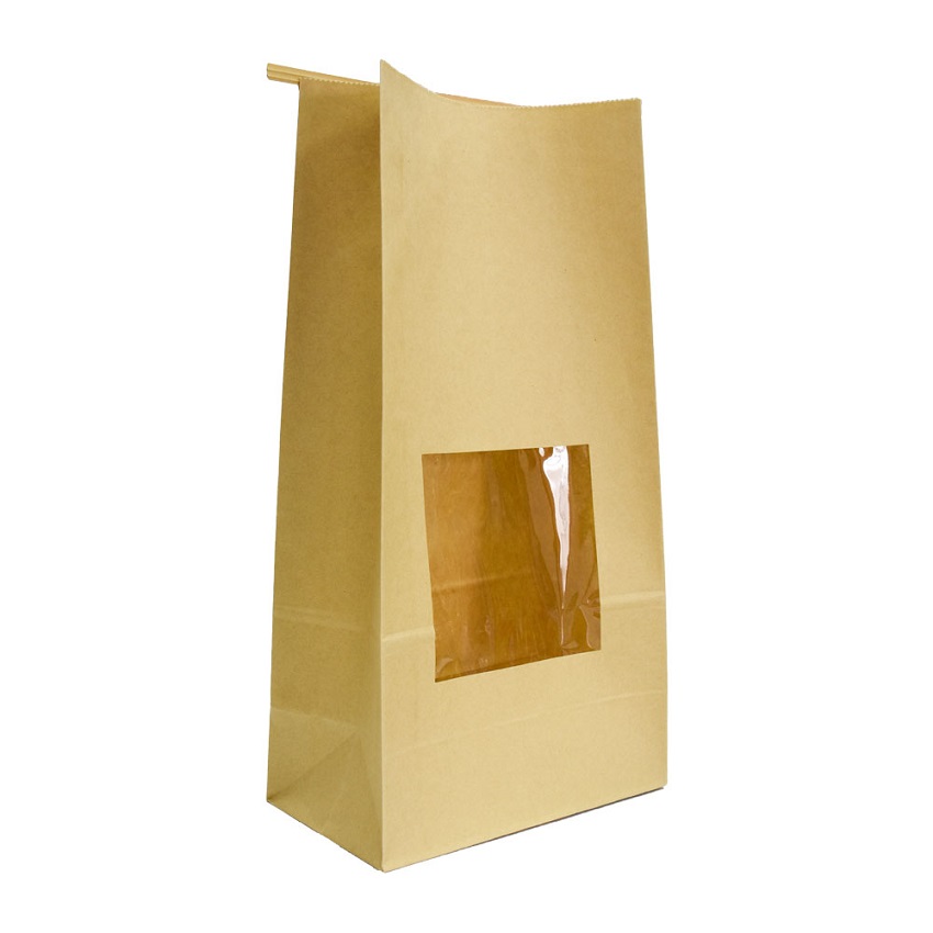 Recyclable Flat Bottom SOS Paper Bags with Window And Tin Tie