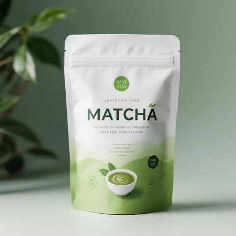 Certified Compostable Custom Stand Up Matcha Pouch