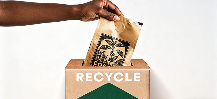 Buste di caff&egrave; riciclabili