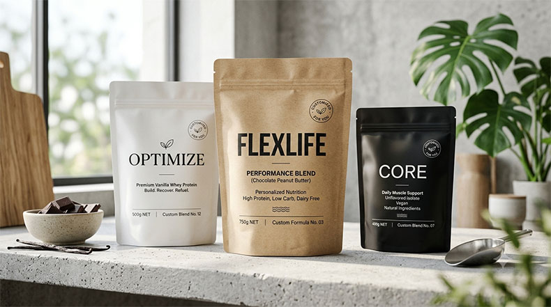 custom protein powder packaging pouch