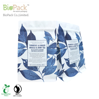 Factory Price 1kg Ziplock Compostable Flat Bottom Tea Packaging Pouch