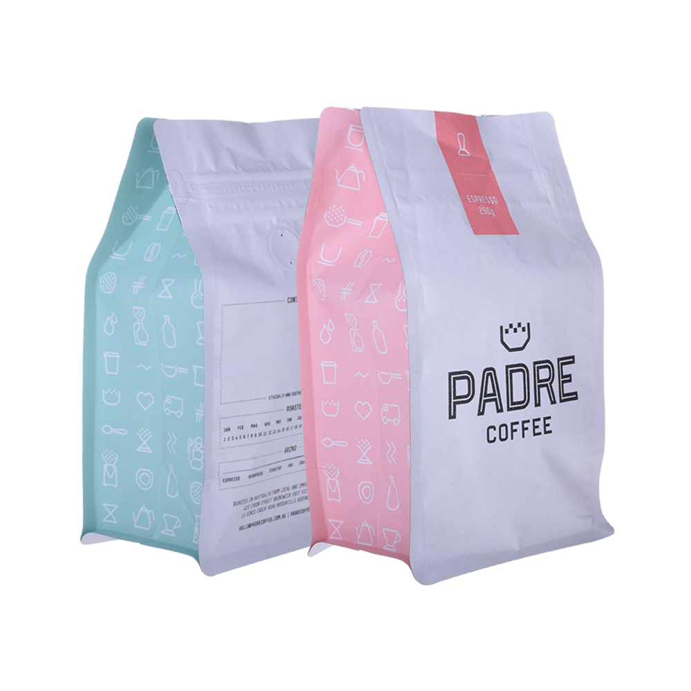 Resealable Recycle Flat Bottom Coffee Bean Packaging Bags with Valve Supplier in China