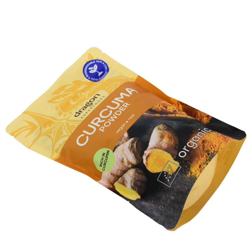 Home Compostable Ziplock Organic Superfood Powder Packaging OEM Printing Bag Standing Pouch