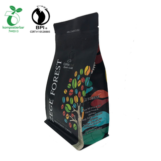 Custom matt printing wholesale decompose cornstarch bag for coffee packing with zipper and valve from China