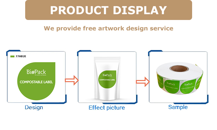 Customized Printing 100% Biodegradable Packaging Corn Starch Label for Compostable Bag 