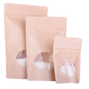 Biodegradable Kraft Standing Pouch Unprinted Inventory Bags Food Grade Clear Window Packaging For Sale