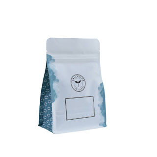 Sustainable 150g Flat Bottom Biodegradable Tea Pouches Bags with Resealable Zipper