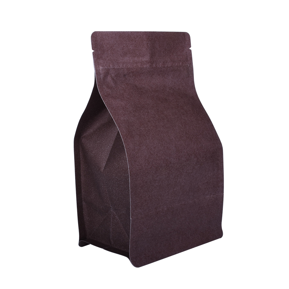 100% Biodegradable Certificated Box Bottom Food Grade Coffee Bean Packaging Bag with Valve